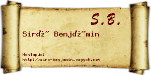 Siró Benjámin névjegykártya